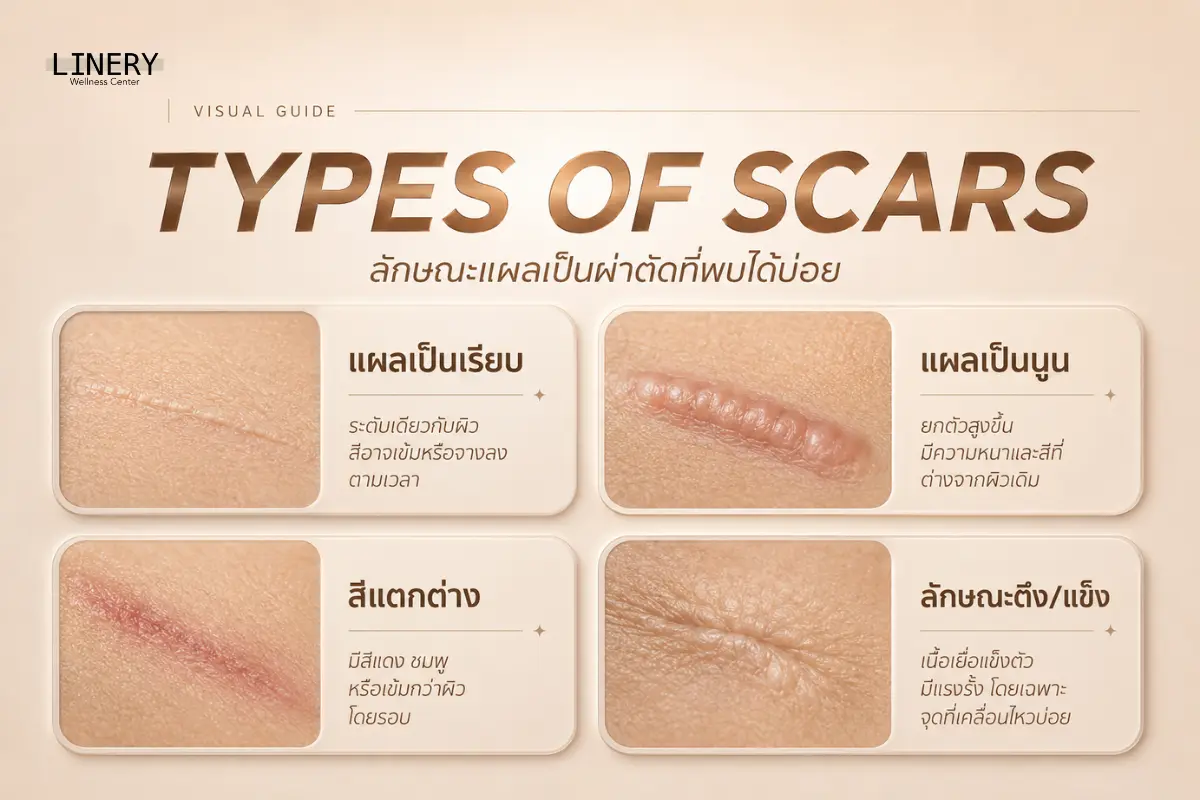ลักษณะแผลเป็นผ่าตัดที่พบได้บ่อย