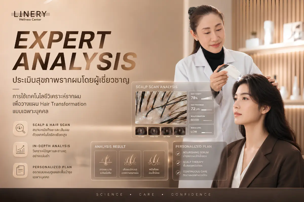 ผู้เชี่ยวชาญตรวจวิเคราะห์หนังศีรษะและรากผมเพื่อวางแผนดูแลเฉพาะบุคคล