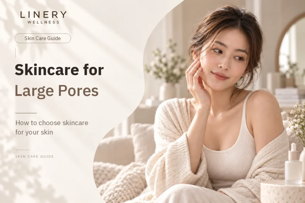 Illustration of skincare choices for large pores — LINERY WELLNESS